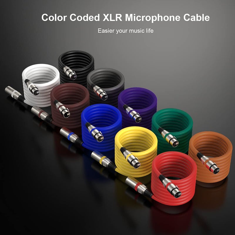 EBXYA كابل EBXYA XLR بطول 3 أقدام 10 عبوات ألوان - XLR ذكر إلى أنثى، كابلات ميكروفون لمرحلة الأداء - Image 5